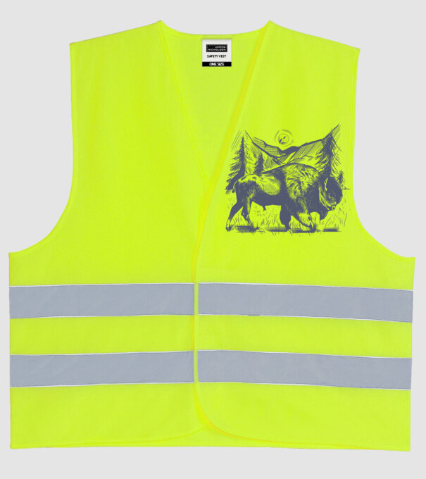 Bizon model galben neon pe tricou
