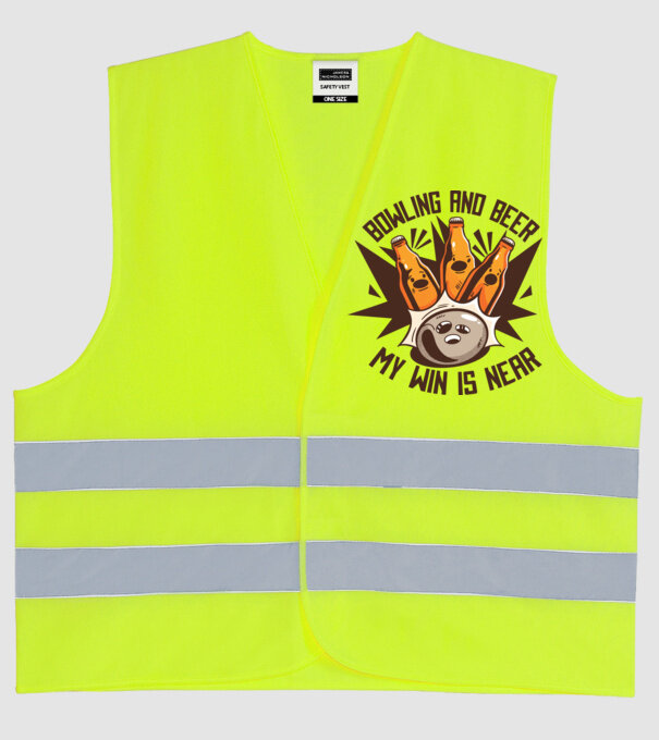 Bowling și bere model galben neon pe tricou