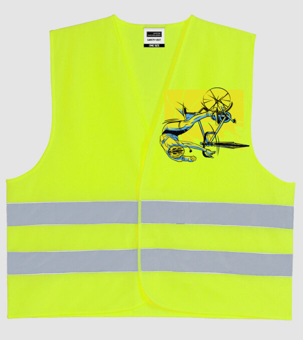 Cădere cu bicicletă model galben neon pe tricou