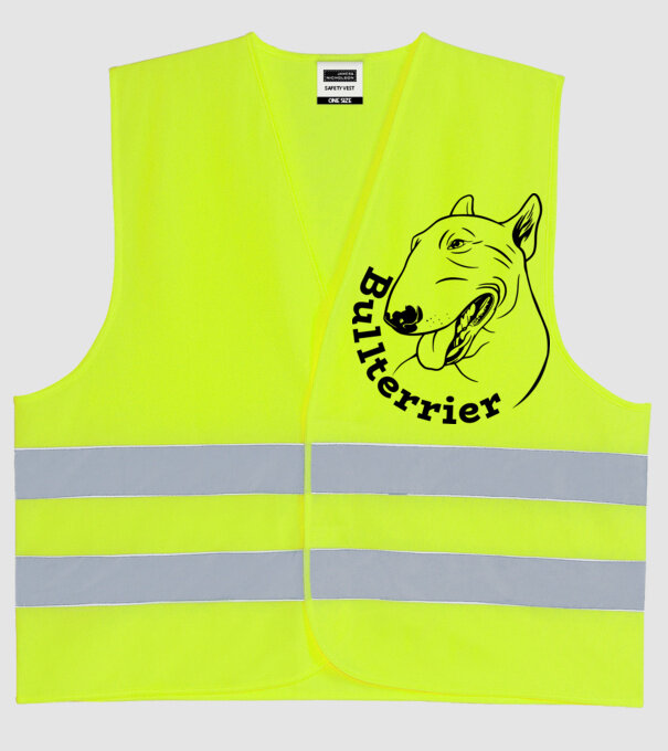 Bull Terrier model galben neon pe tricou