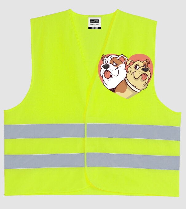 Dragoste Bulldog model galben neon pe tricou