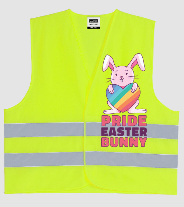 Iepurașul de Paște mândru model galben neon pe tricou