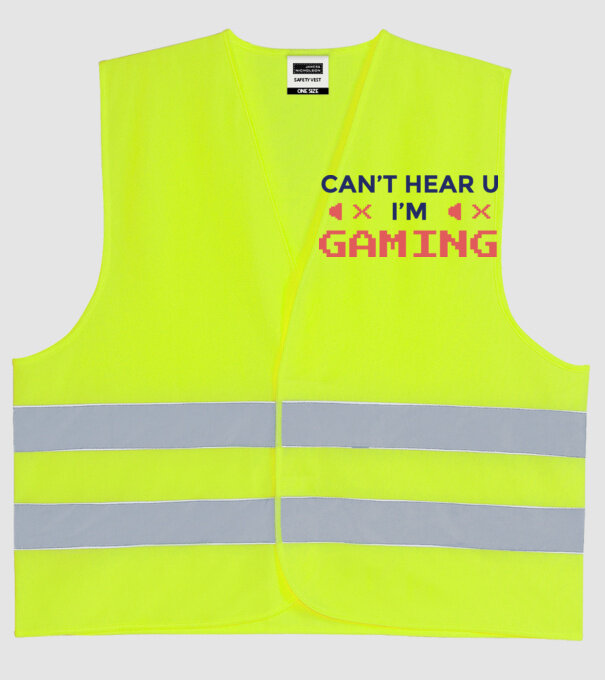 'Can''t hear U - I''m Gaming' model galben neon pe tricou