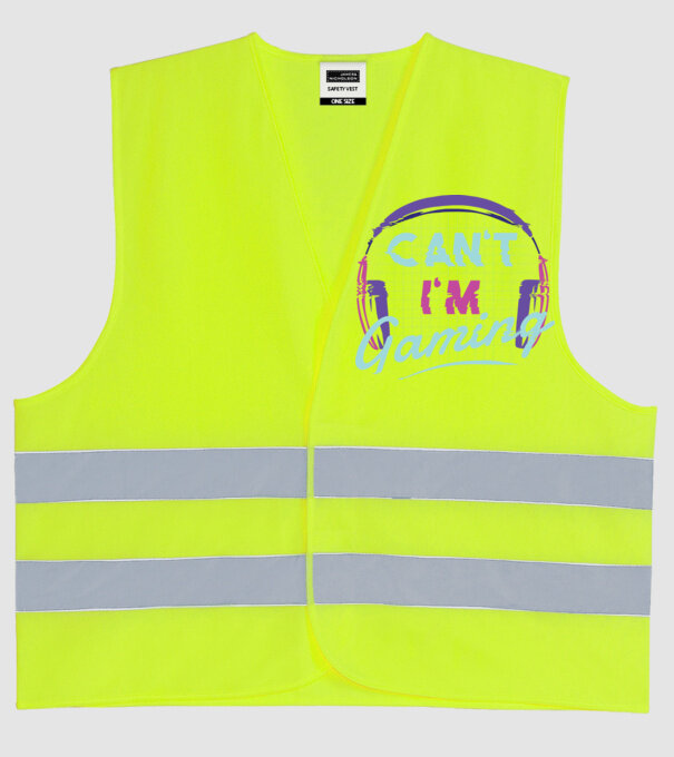 'Can''t I''m Gaming - Gamer' model galben neon pe tricou