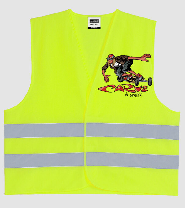 Carveboard Longboard model galben neon pe tricou
