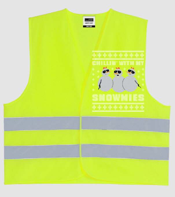 Chillin with my Snowmies tricou pulovăr urât model galben neon pe tricou