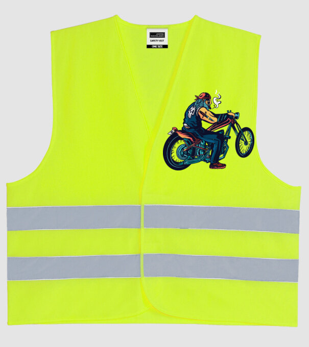 Motociclist Chopper model galben neon pe tricou