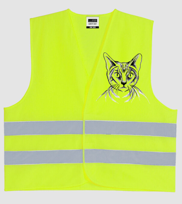 Pisică desen model galben neon pe tricou