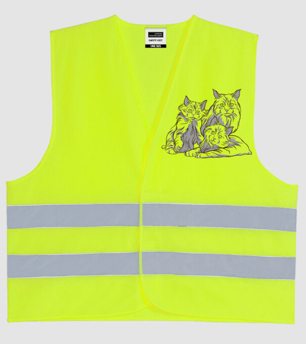 Pisicuțe model galben neon pe tricou