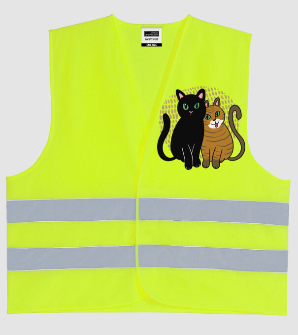 Pisicuțe ghemuite model galben neon pe tricou