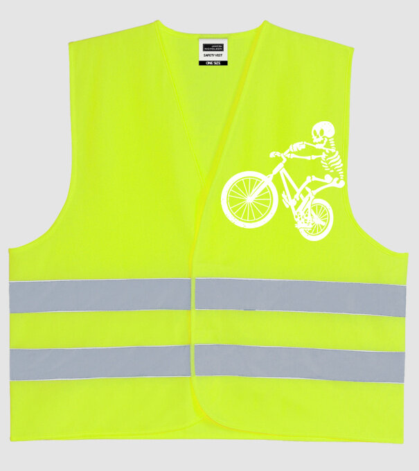 Biciclist schelet model galben neon pe tricou