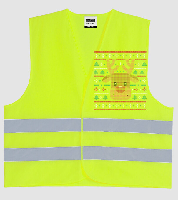 Tricou cu ren pulovăr urât model galben neon pe tricou