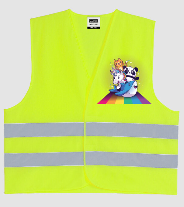 Animale drăguțe cu curcubeu model galben neon pe tricou