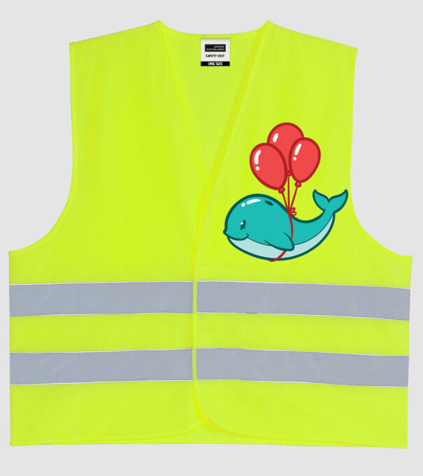 Balenă Drăguță cu Balon model galben neon pe tricou
