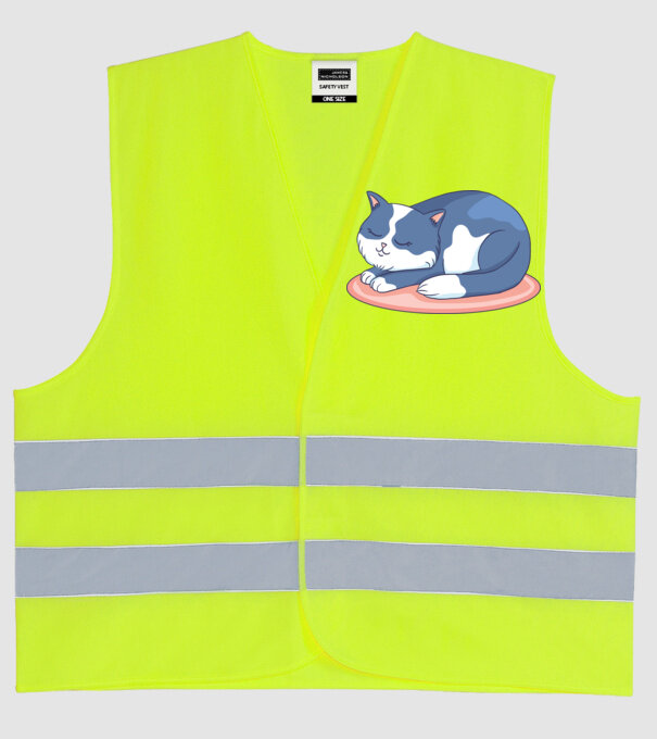 Pisicuță drăguță model galben neon pe tricou