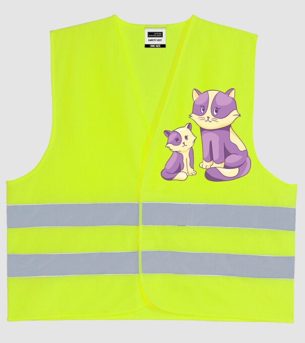 Pisicuțe drăguțe model galben neon pe tricou