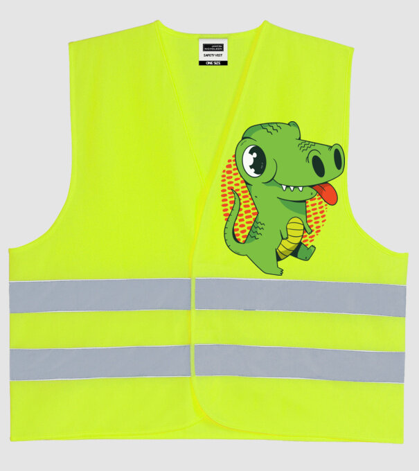Dinozaur drăguț model galben neon pe tricou