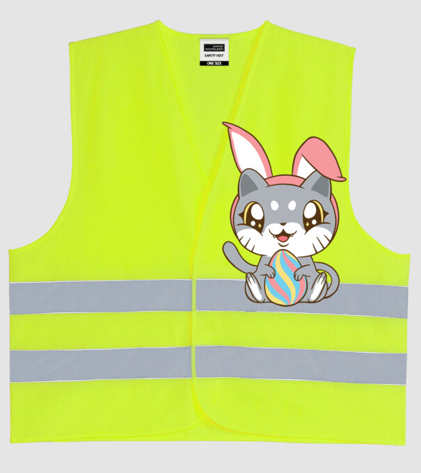 Pisicuță drăguță de Paște model galben neon pe tricou