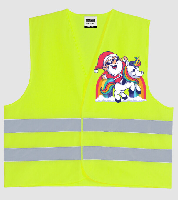 Moș Crăciun Drăguț Unicorn tricou model galben neon pe tricou