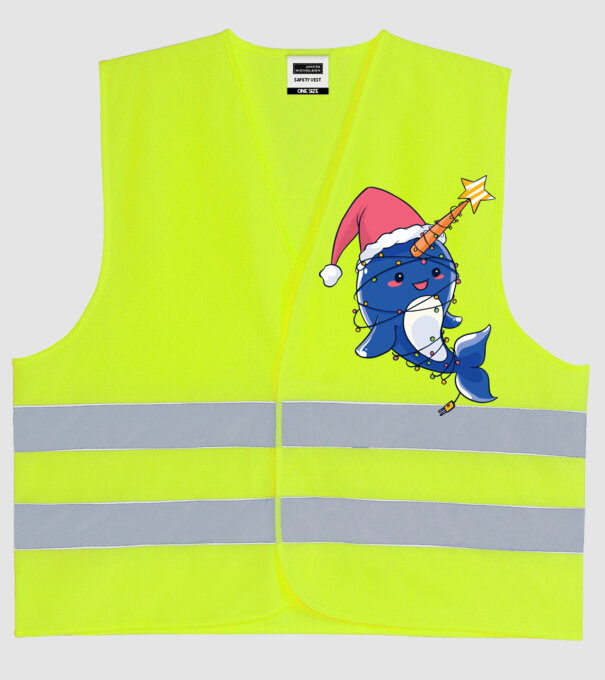 Narval drăguț Moș Crăciun tricou de Crăciun model galben neon pe tricou