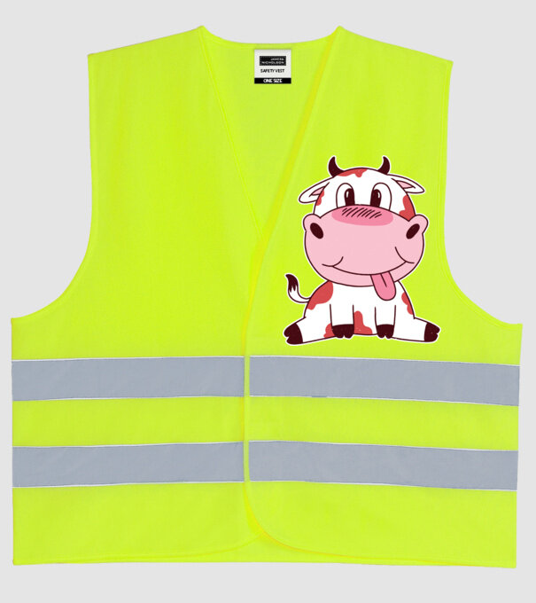 Vacă drăguță model galben neon pe tricou