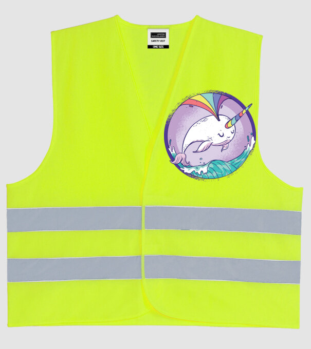 Unicorn drăguț Balenă - Narval model galben neon pe tricou