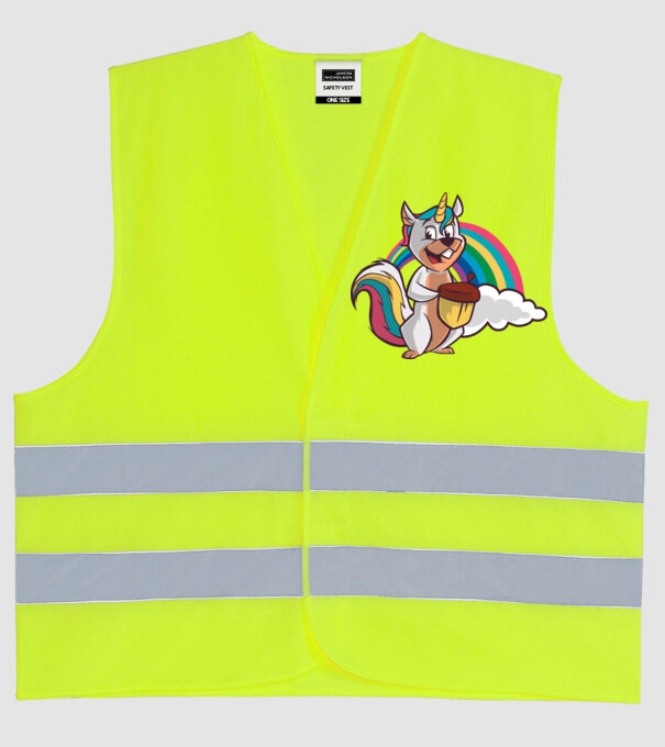 Unicorn drăguț Veveriță model galben neon pe tricou