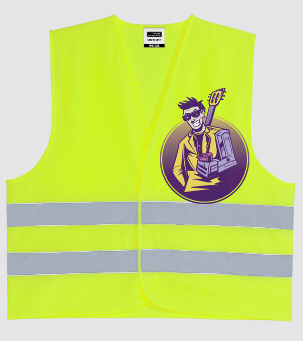 Chitarist Cyberpunk model galben neon pe tricou