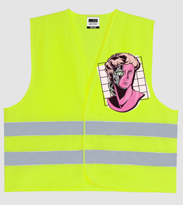 Statuie Cyborg model galben neon pe tricou