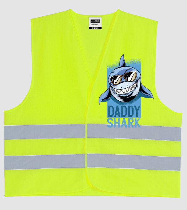 Daddy Shark tricou pentru tata model galben neon pe tricou