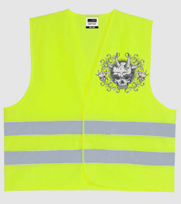 Devil Skull model galben neon pe tricou