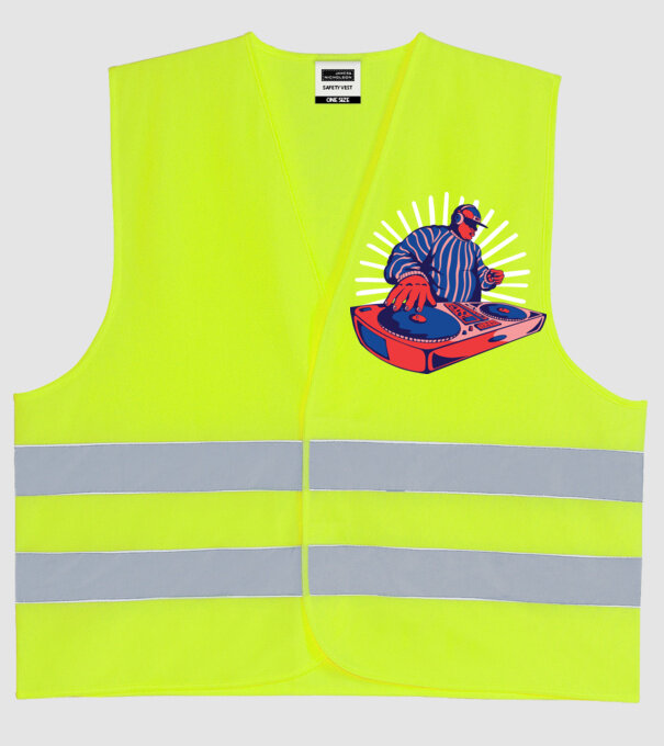 DJ disc jockey model galben neon pe tricou
