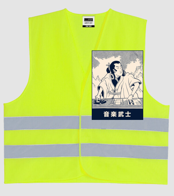 DJ Samurai model galben neon pe tricou