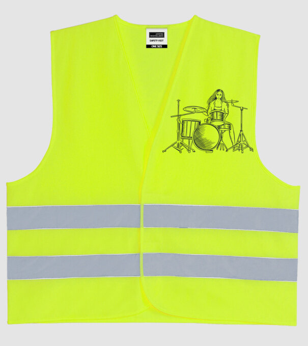 Fată Bateristă model galben neon pe tricou