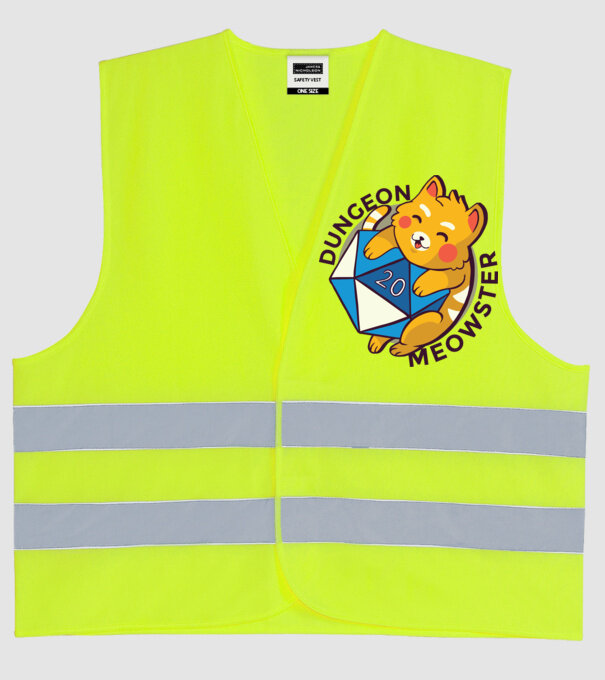 Dungeon Meowster joc de rol RPG tricou cu pisică model galben neon pe tricou