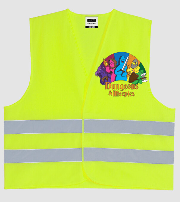 Dungeons Meeples model galben neon pe tricou