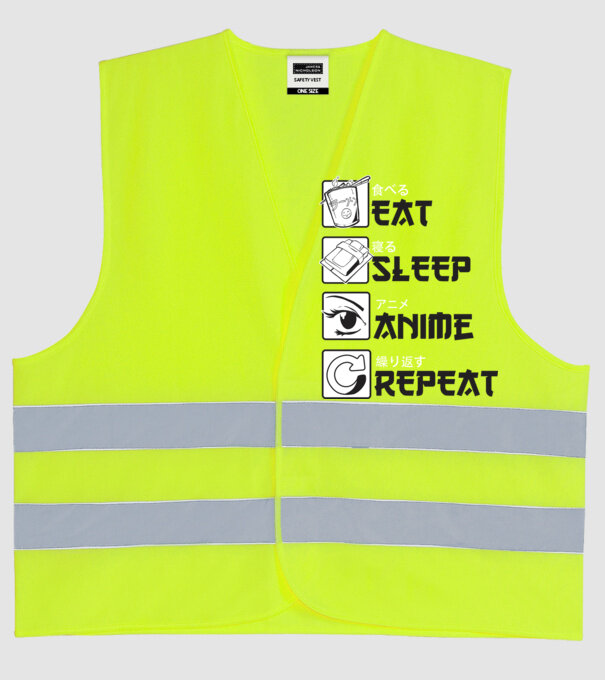 Eat Sleep Anime Repeat model galben neon pe tricou