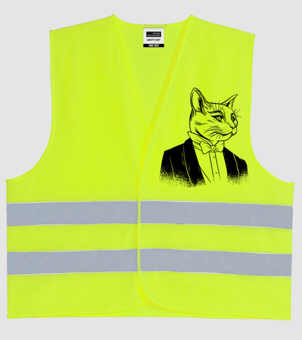 Pisică Elegantă model galben neon pe tricou