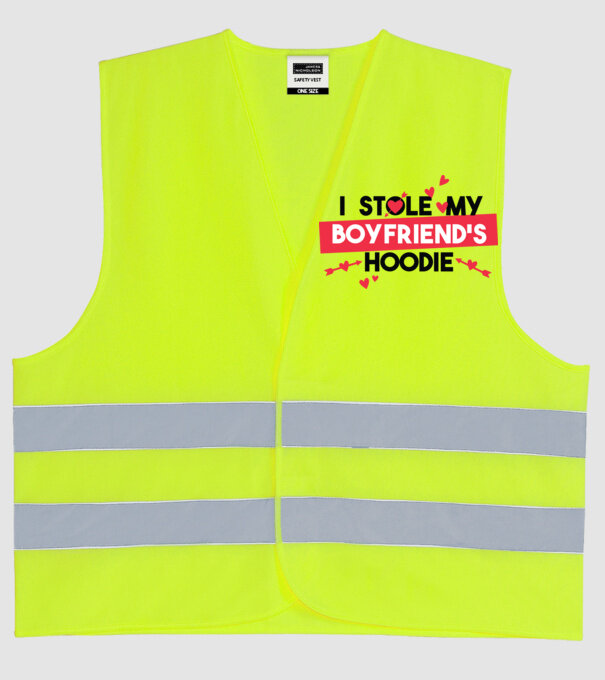 'Am furat puloverul prietenului meu pulover amuzant pentru Valentine''s Day' model galben neon pe tricou
