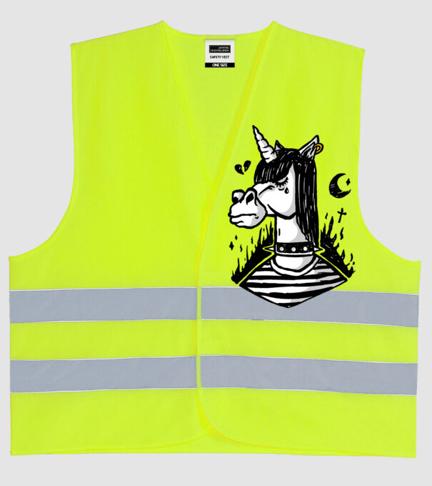 Emo unicorn model galben neon pe tricou