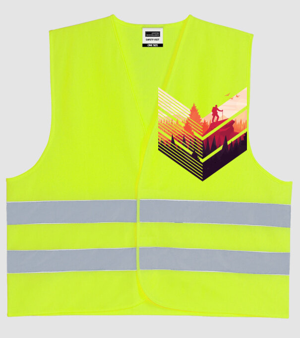 drumeții în pădure stil modern model galben neon pe tricou