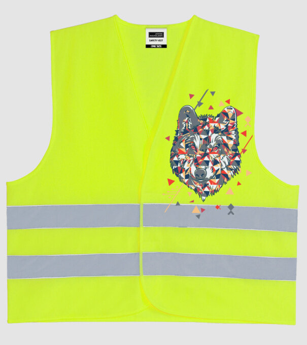 Lup - abstract model galben neon pe tricou
