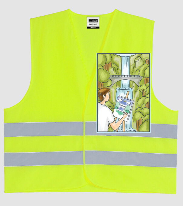 Pictură model galben neon pe tricou