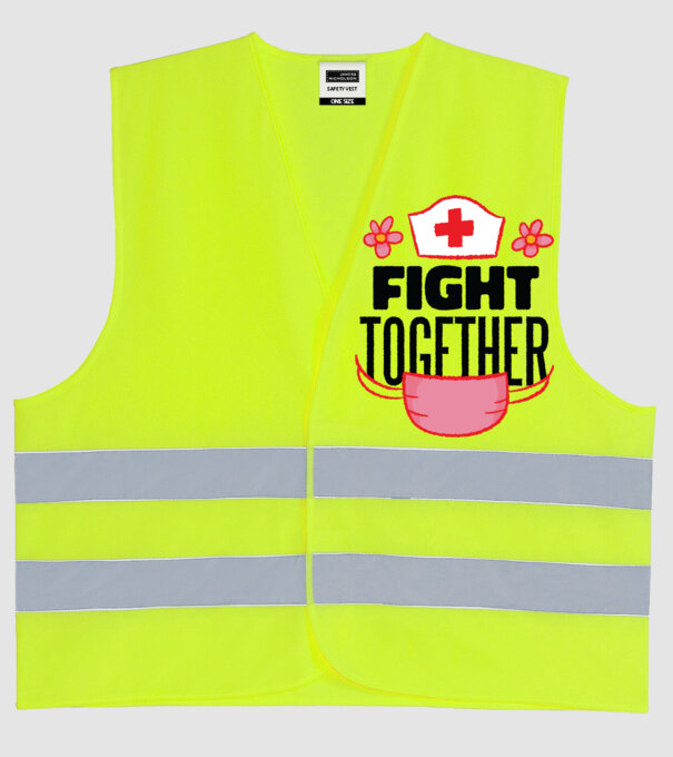Fight together Asistentă medicală model galben neon pe tricou