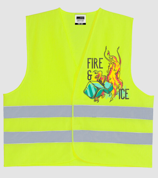 Fire and Ice model galben neon pe tricou