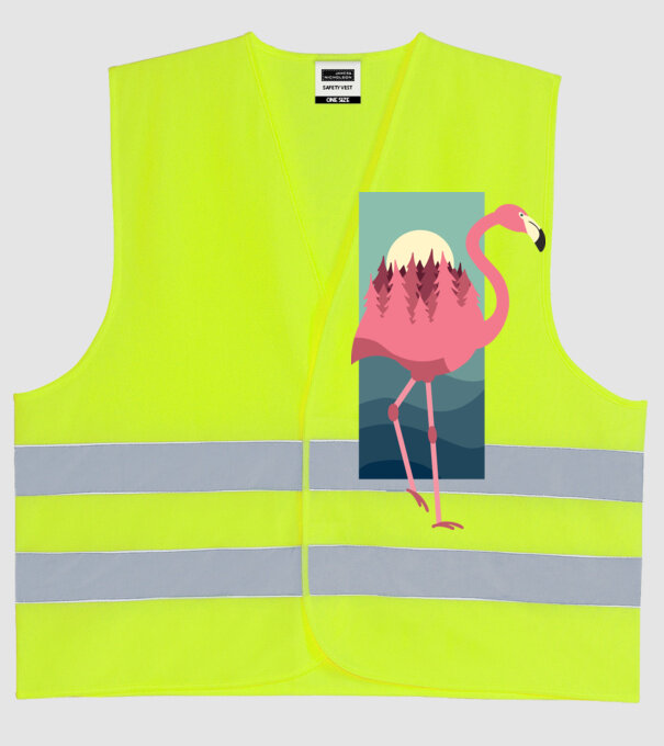 Flamingo Design model galben neon pe tricou