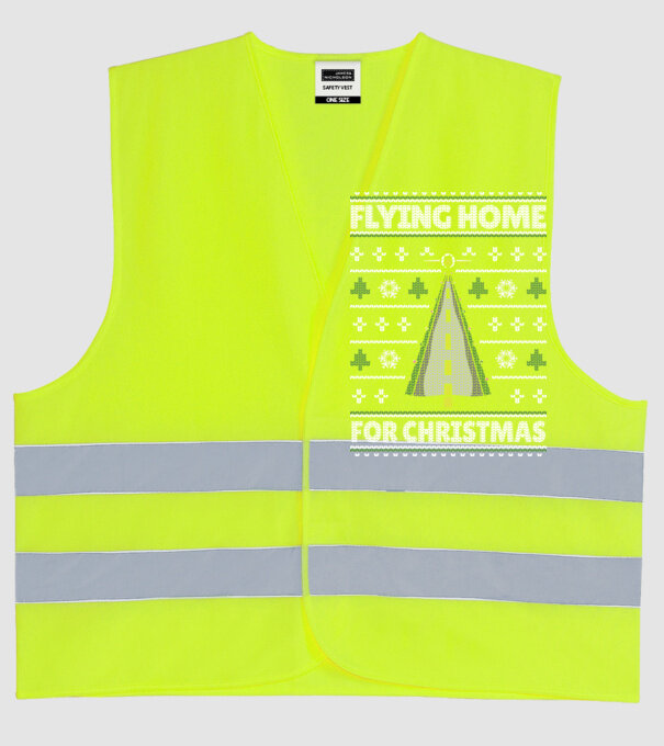 Flying Home for Christmas Pulover urât model galben neon pe tricou