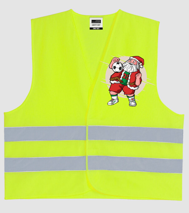 Moș Crăciun Fotbalist model galben neon pe tricou