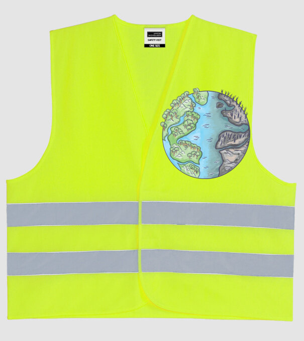 Distrugerea Pământului model galben neon pe tricou