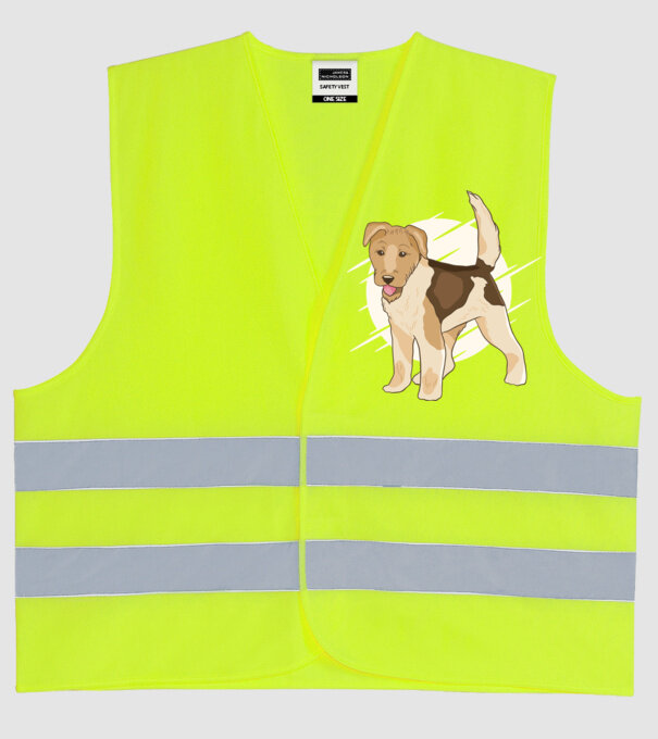 Fox Terrier model galben neon pe tricou